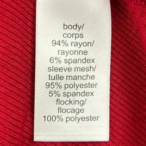 MAURICES ladies v-neck ribbed long sheer sleeve large wrap blouse red - Picture 10 of 12